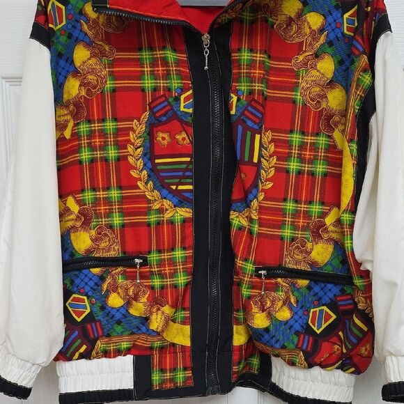 Janeve Vintage 90s Plaid Jacket with Crest Design - Picture 2 of 9